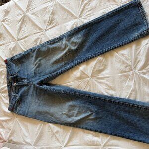 WÖRN Age Denim Straight Leg Jeans 33x32 Light Wash W Rivets Pinstripe Pockets